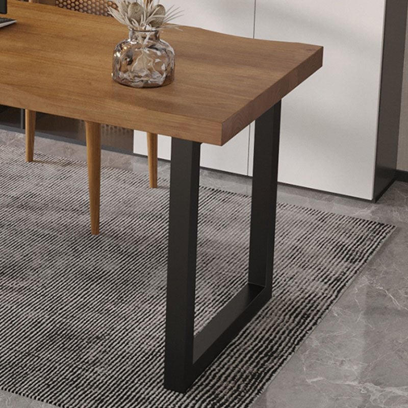 Rectangular Shaped Office Writing Desk Pine with 2 Legs in Brown Clearhalo 'furn' 'furn_office_desk' 'Furniture' 'Office Desks' 'Office Furniture' 'office_desk' 7876441