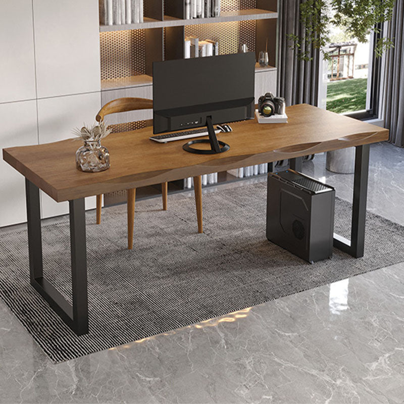 Rectangular Shaped Office Writing Desk Pine with 2 Legs in Brown Clearhalo 'furn' 'furn_office_desk' 'Furniture' 'Office Desks' 'Office Furniture' 'office_desk' 7876444