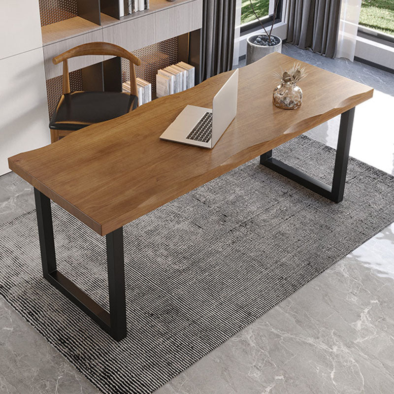 Rectangular Shaped Office Writing Desk Pine with 2 Legs in Brown Clearhalo 'furn' 'furn_office_desk' 'Furniture' 'Office Desks' 'Office Furniture' 'office_desk' 7876445