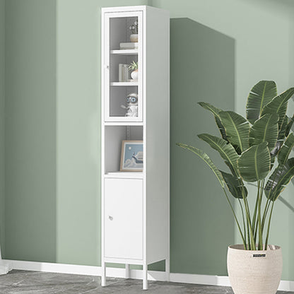 Modern Minimalist Metal Floor Display Stand, Bookshelf in Any Room 11.8"L x 13.8"W x 66.9"H White Clearhalo 'Bookcases' 'furn' 'furn_bookcases' 'Furniture' 'Office Furniture' 7876473