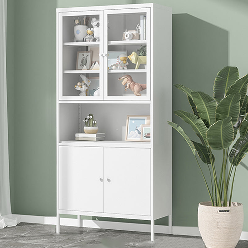 Modern Minimalist Metal Floor Display Stand, Bookshelf in Any Room 31.5"L x 13.8"W x 66.9"H White Clearhalo 'Bookcases' 'furn' 'furn_bookcases' 'Furniture' 'Office Furniture' 7876474