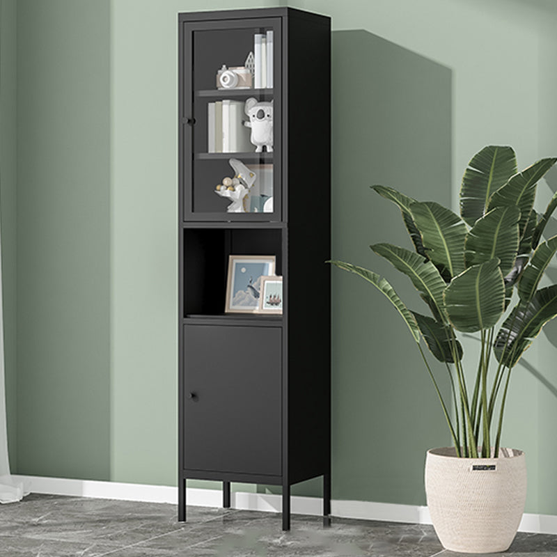 Modern Minimalist Metal Floor Display Stand, Bookshelf in Any Room 15.7"L x 13.8"W x 66.9"H Black Clearhalo 'Bookcases' 'furn' 'furn_bookcases' 'Furniture' 'Office Furniture' 7876475