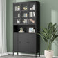 Modern Minimalist Metal Floor Display Stand, Bookshelf in Any Room 37.4"L x 13.8"W x 78.7"H Black Clearhalo 'Bookcases' 'furn' 'furn_bookcases' 'Furniture' 'Office Furniture' 7876477