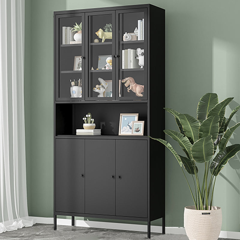 Modern Minimalist Metal Floor Display Stand, Bookshelf in Any Room 37.4"L x 13.8"W x 78.7"H Black Clearhalo 'Bookcases' 'furn' 'furn_bookcases' 'Furniture' 'Office Furniture' 7876477