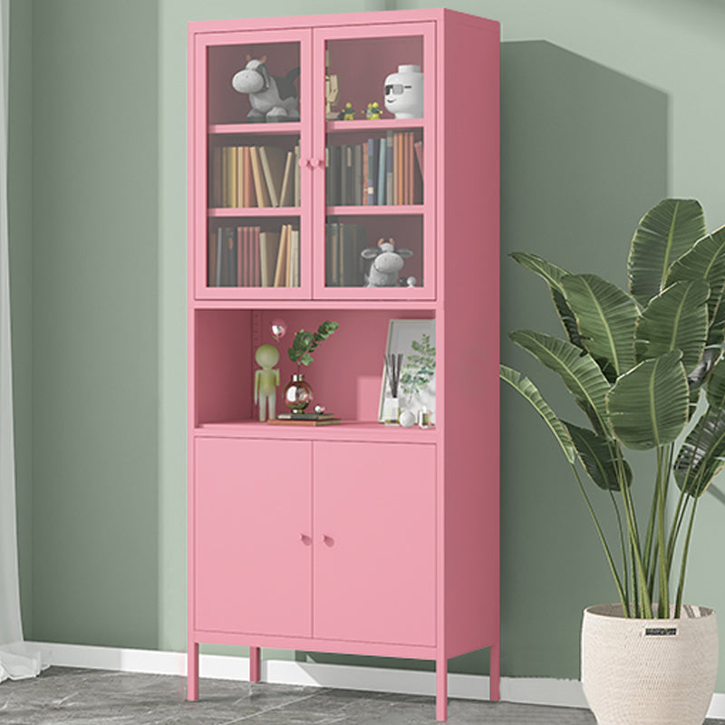 Modern Minimalist Metal Floor Display Stand, Bookshelf in Any Room 27.6"L x 13.8"W x 66.9"H Pink Clearhalo 'Bookcases' 'furn' 'furn_bookcases' 'Furniture' 'Office Furniture' 7876478