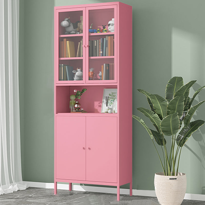Modern Minimalist Metal Floor Display Stand, Bookshelf in Any Room 29.5"L x 13.8"W x 78.7"H Pink Clearhalo 'Bookcases' 'furn' 'furn_bookcases' 'Furniture' 'Office Furniture' 7876479