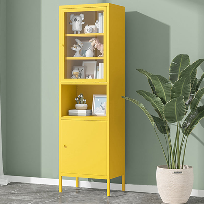Modern Minimalist Metal Floor Display Stand, Bookshelf in Any Room 19.7"L x 13.8"W x 66.9"H Yellow Clearhalo 'Bookcases' 'furn' 'furn_bookcases' 'Furniture' 'Office Furniture' 7876480