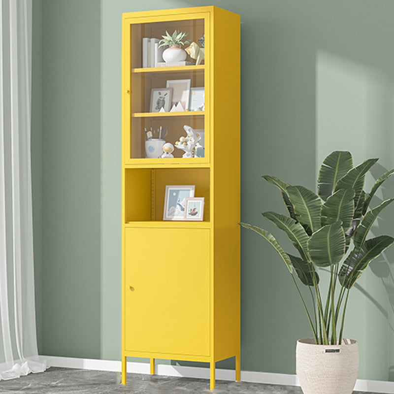 Modern Minimalist Metal Floor Display Stand, Bookshelf in Any Room 21.7"L x 13.8"W x 78.7"H Yellow Clearhalo 'Bookcases' 'furn' 'furn_bookcases' 'Furniture' 'Office Furniture' 7876481