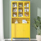 Modern Minimalist Metal Floor Display Stand, Bookshelf in Any Room 37.4"L x 13.8"W x 78.7"H Yellow Clearhalo 'Bookcases' 'furn' 'furn_bookcases' 'Furniture' 'Office Furniture' 7876482