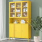 Modern Minimalist Metal Floor Display Stand, Bookshelf in Any Room 45.3"L x 13.8"W x78.7"H Yellow Clearhalo 'Bookcases' 'furn' 'furn_bookcases' 'Furniture' 'Office Furniture' 7876483