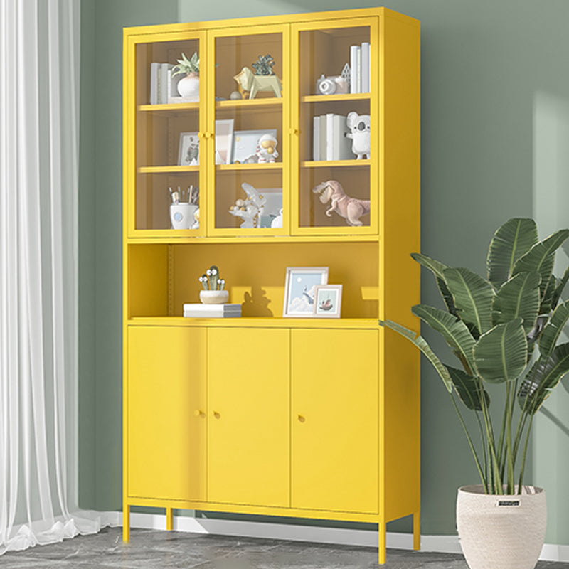 Modern Minimalist Metal Floor Display Stand, Bookshelf in Any Room 45.3"L x 13.8"W x78.7"H Yellow Clearhalo 'Bookcases' 'furn' 'furn_bookcases' 'Furniture' 'Office Furniture' 7876483