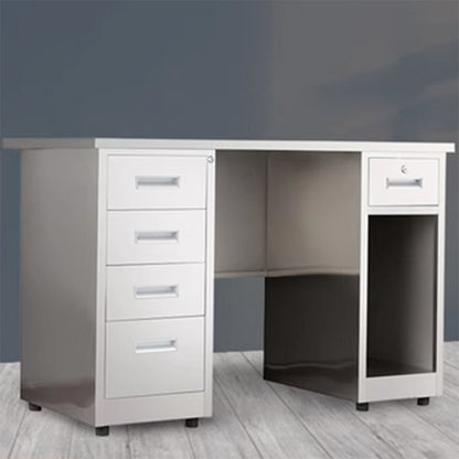 Scrivania in acciaio inossidabile a forma di rettangolare con gambe metalliche