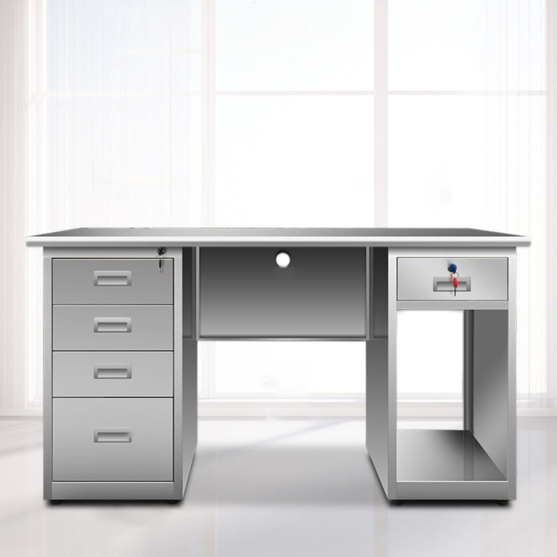 Scrivania in acciaio inossidabile a forma di rettangolare con gambe metalliche