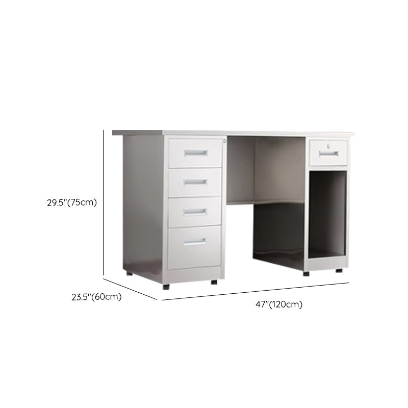 Scrivania in acciaio inossidabile a forma di rettangolare con gambe metalliche