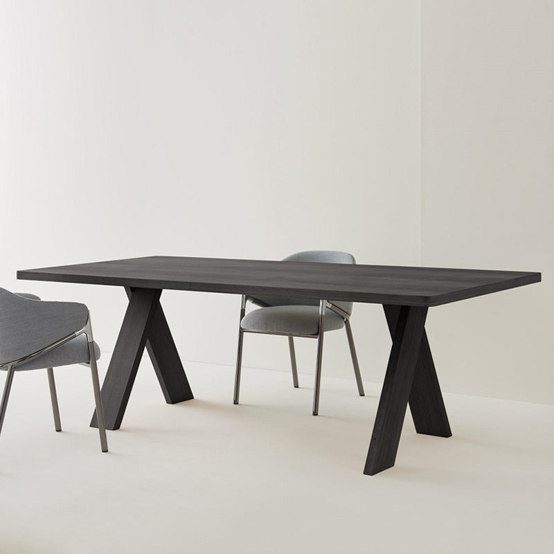 Rectangular Shaped Office Writing Desk with Wooden Legs in Black/Natural Black Clearhalo 'furn' 'furn_office_desk' 'Furniture' 'Office Desks' 'Office Furniture' 'office_desk' 7880894