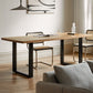 Mesa de comedor de madera maciza de roble rectangular de roble industrial con trineo
