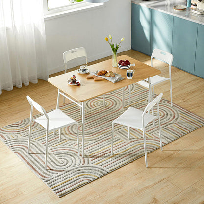 4人のための鋼鉄の脚を持つ現代の長方形の木製ダイニングテーブル