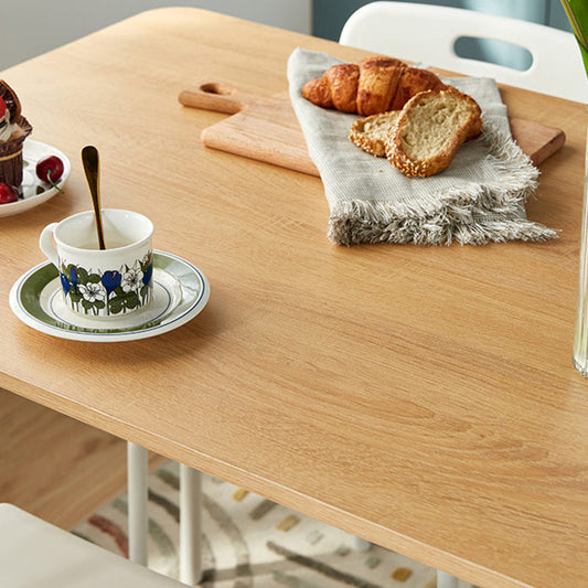 Hedendaagse rechthoekige houten eettafel met stalen benen voor 4 personen