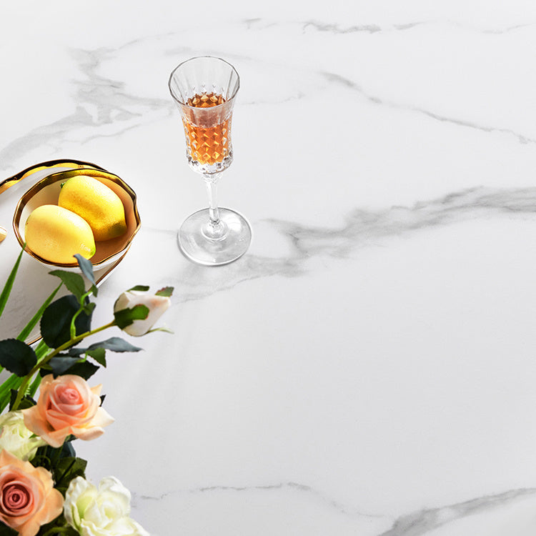 Mesa de comedor de piedra redonda blanca contemporánea con patas de madera maciza