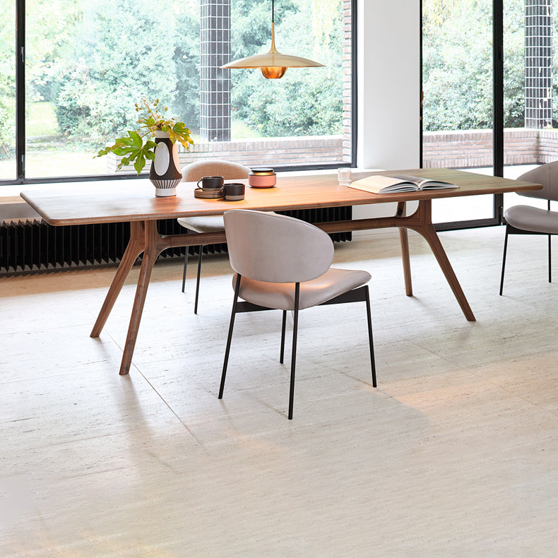 Modern Rectangular Walnut Brown Dining Table with 4 Solid Wood Legs Clearhalo 'Dining Tables & Seating' 'Dining Tables' 'dining_table' 'furn' 'furn_dining_table' 'Furniture' 'Kitchen & Dining Furniture' 7883075