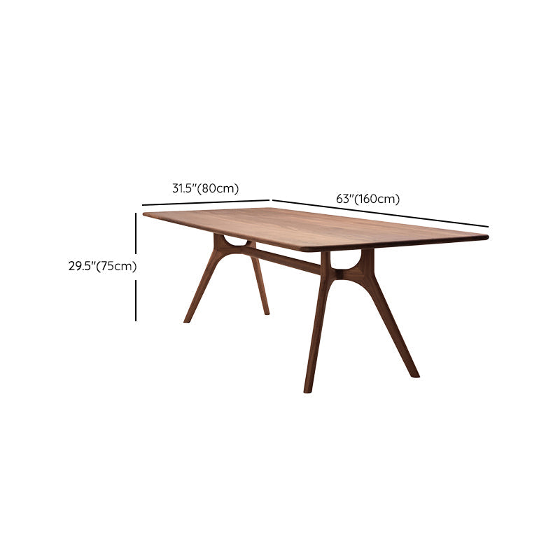 Modern Rectangular Walnut Brown Dining Table with 4 Solid Wood Legs Clearhalo 'Dining Tables & Seating' 'Dining Tables' 'dining_table' 'furn' 'furn_dining_table' 'Furniture' 'Kitchen & Dining Furniture' 7883078