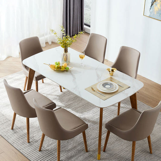 Wit eigentijdse rechthoekige stenen eettafel met 4 voet