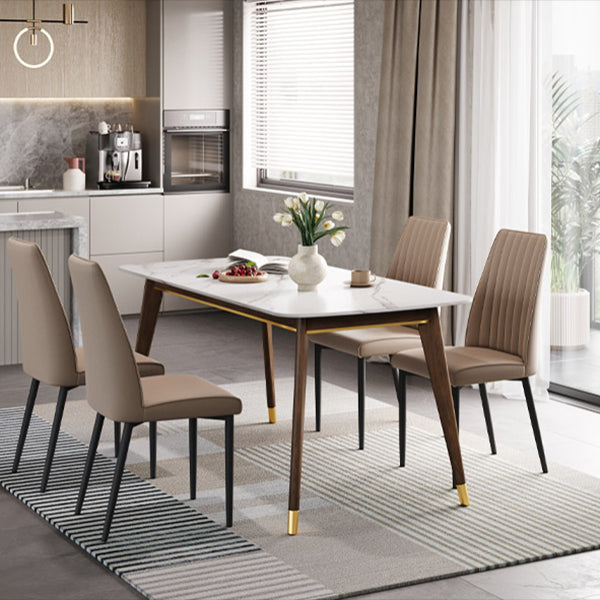 Wit eigentijdse rechthoekige stenen eettafel met 4 voet