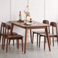 Modern Brown Rectangular Walnut Top Dining Table with 4 Solid Wood Legs