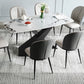 Contemporary White Rectangular Stone Dining Table with Steel X-Base