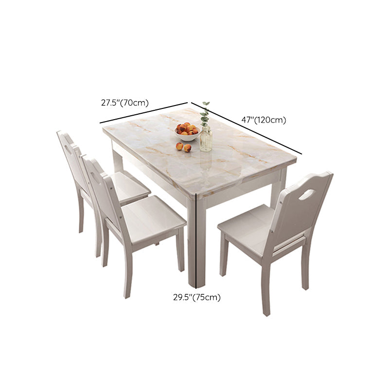 5/7 Piece Faux Marble Top Rectangle Shape Dining Room Furniture Set Clearhalo 'Dining Room Sets' 'Dining Tables & Seating' 'dining_room_set' 'furn' 'furn_dining_room_set' 'Furniture' 'Kitchen & Dining Furniture' 7883180