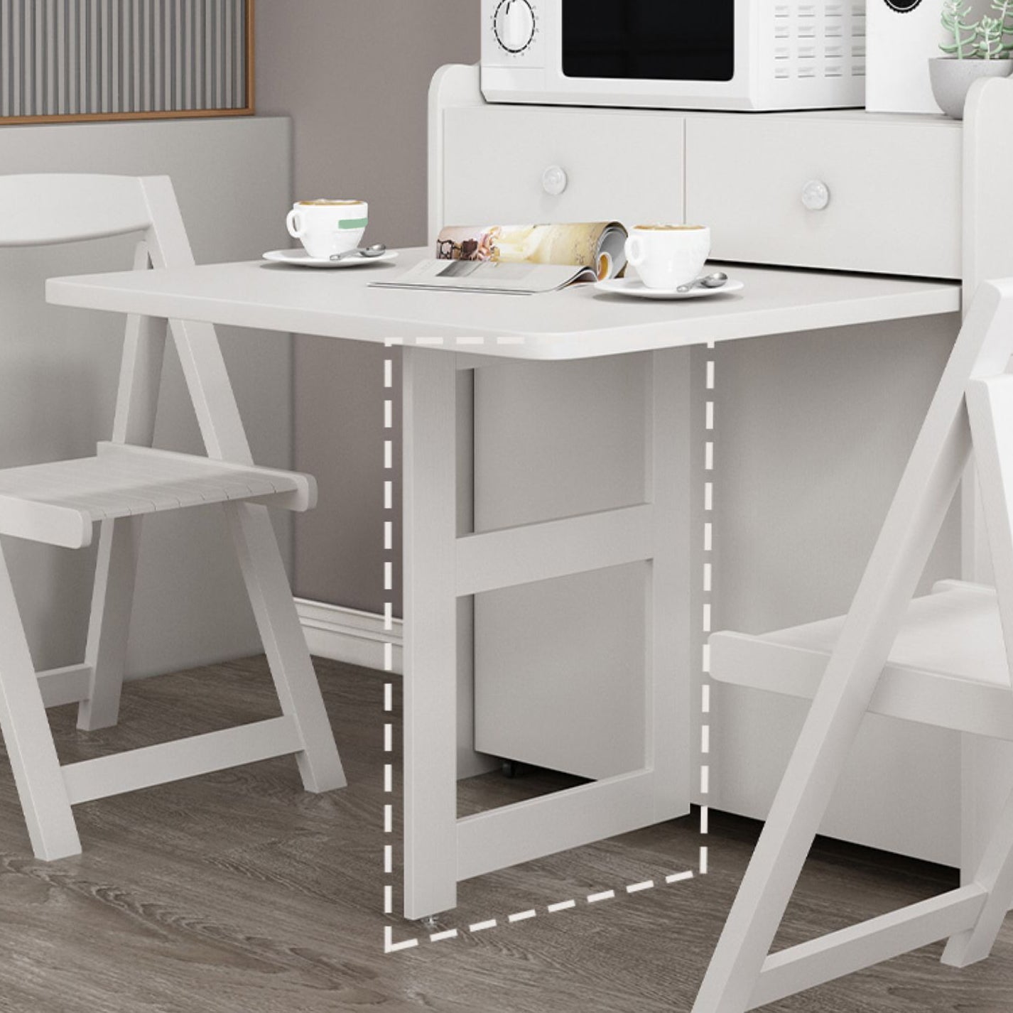 1/3 pezzo di rettangolo a forma di pranzo mobili set in bianco