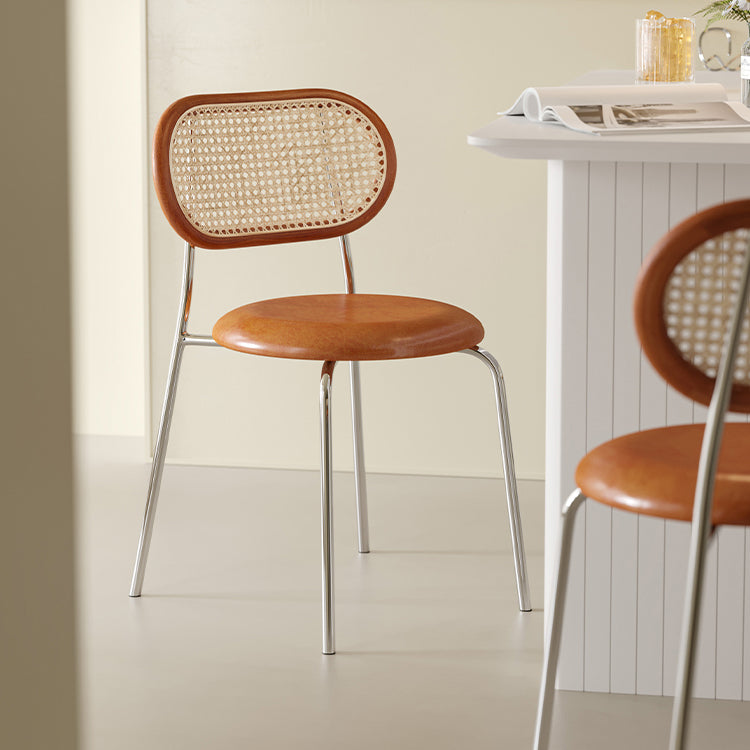 Polished Finish Faux Leather Dining Chair with Metal Legs for Kitchen Clearhalo 'Dining Chairs' 'Dining Tables & Seating' 'dining_chair' 'furn' 'furn_dining_chair' 'Furniture' 'Kitchen & Dining Furniture' 7883529