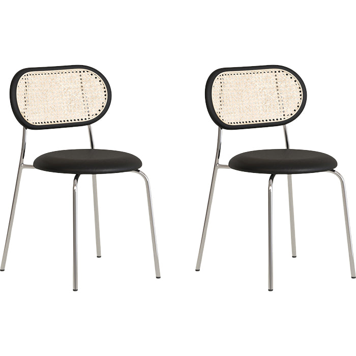 Polished Finish Faux Leather Dining Chair with Metal Legs for Kitchen Black 2 Piece Set Clearhalo 'Dining Chairs' 'Dining Tables & Seating' 'dining_chair' 'furn' 'furn_dining_chair' 'Furniture' 'Kitchen & Dining Furniture' 7883531