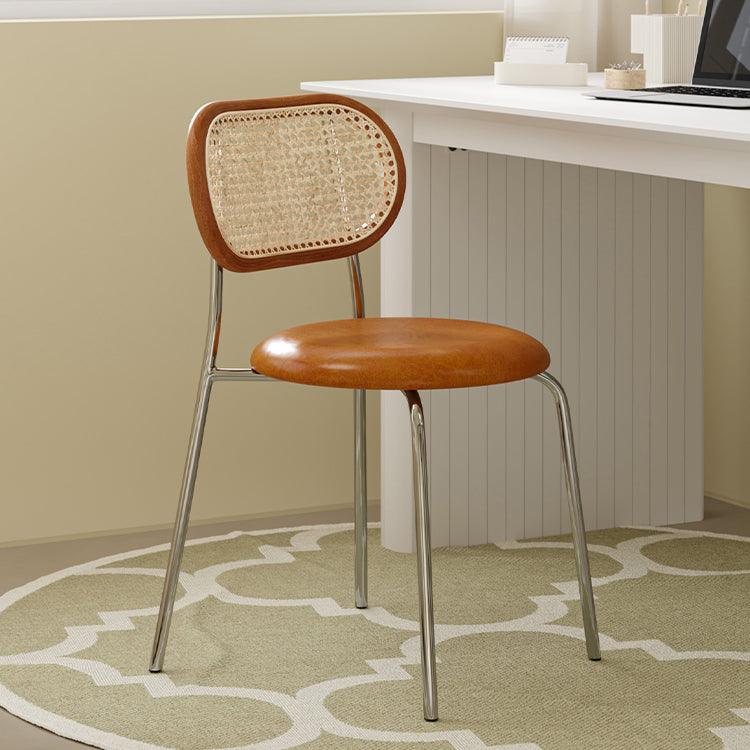 Polished Finish Faux Leather Dining Chair with Metal Legs for Kitchen Clearhalo 'Dining Chairs' 'Dining Tables & Seating' 'dining_chair' 'furn' 'furn_dining_chair' 'Furniture' 'Kitchen & Dining Furniture' 7883532