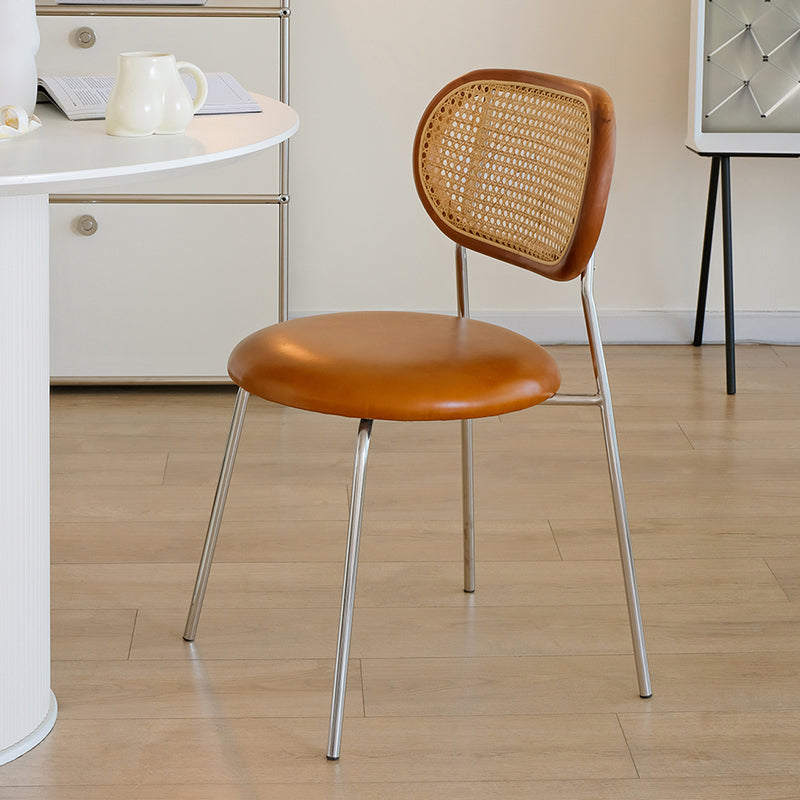Polished Finish Faux Leather Dining Chair with Metal Legs for Kitchen Clearhalo 'Dining Chairs' 'Dining Tables & Seating' 'dining_chair' 'furn' 'furn_dining_chair' 'Furniture' 'Kitchen & Dining Furniture' 7883535