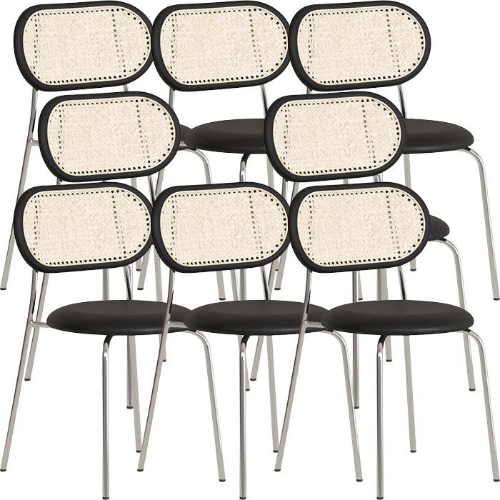 Polished Finish Faux Leather Dining Chair with Metal Legs for Kitchen Black 8 Piece Set Clearhalo 'Dining Chairs' 'Dining Tables & Seating' 'dining_chair' 'furn' 'furn_dining_chair' 'Furniture' 'Kitchen & Dining Furniture' 7883537