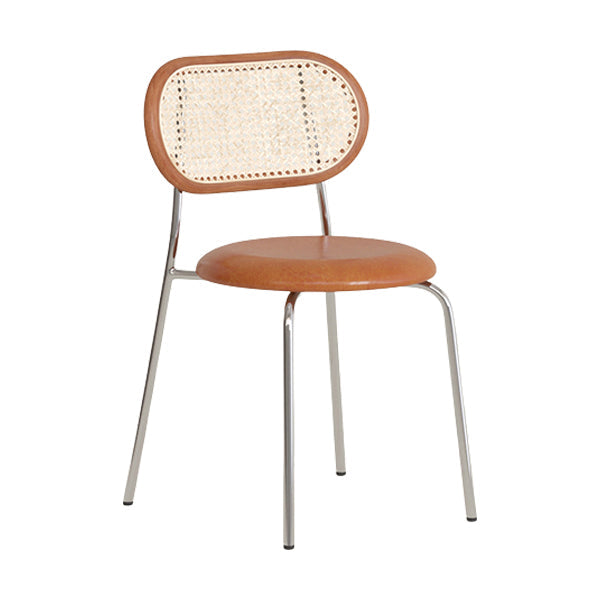 Polished Finish Faux Leather Dining Chair with Metal Legs for Kitchen Brown 1 Piece Clearhalo 'Dining Chairs' 'Dining Tables & Seating' 'dining_chair' 'furn' 'furn_dining_chair' 'Furniture' 'Kitchen & Dining Furniture' 7883539