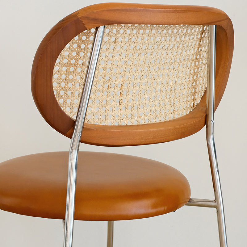 Polished Finish Faux Leather Dining Chair with Metal Legs for Kitchen Clearhalo 'Dining Chairs' 'Dining Tables & Seating' 'dining_chair' 'furn' 'furn_dining_chair' 'Furniture' 'Kitchen & Dining Furniture' 7883543