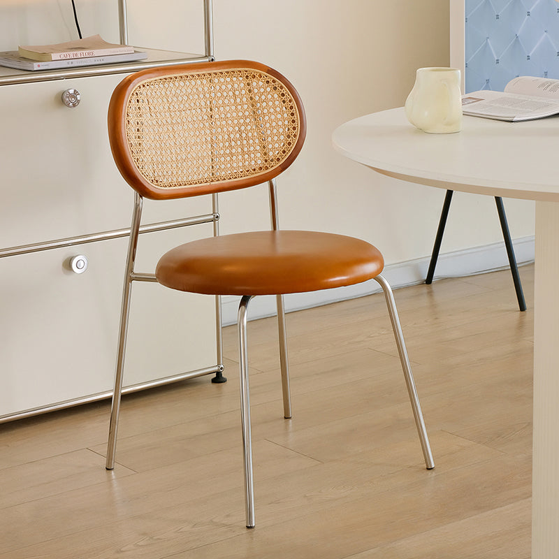 Polished Finish Faux Leather Dining Chair with Metal Legs for Kitchen Clearhalo 'Dining Chairs' 'Dining Tables & Seating' 'dining_chair' 'furn' 'furn_dining_chair' 'Furniture' 'Kitchen & Dining Furniture' 7883545