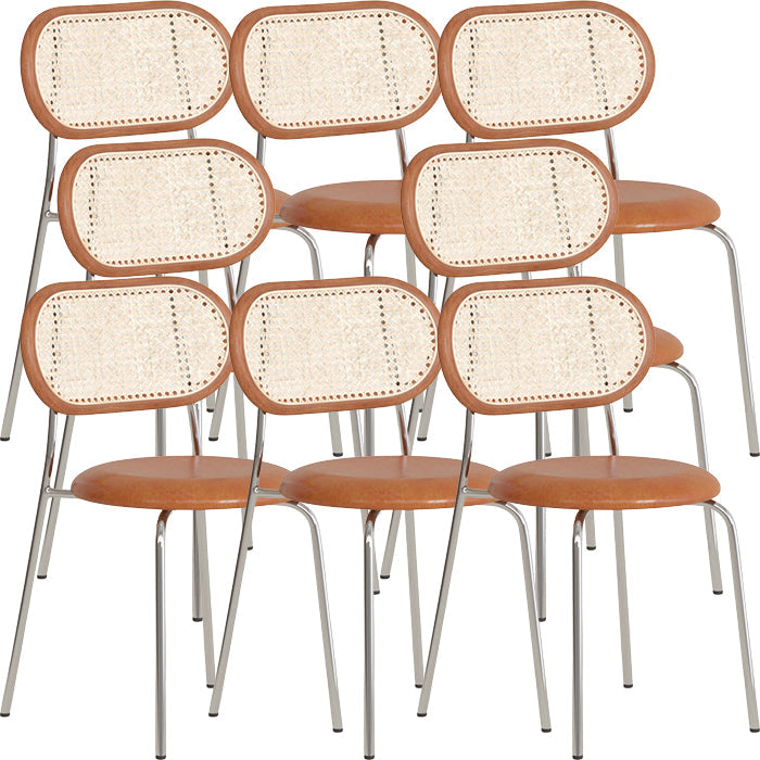 Polished Finish Faux Leather Dining Chair with Metal Legs for Kitchen Brown 8 Piece Set Clearhalo 'Dining Chairs' 'Dining Tables & Seating' 'dining_chair' 'furn' 'furn_dining_chair' 'Furniture' 'Kitchen & Dining Furniture' 7883547