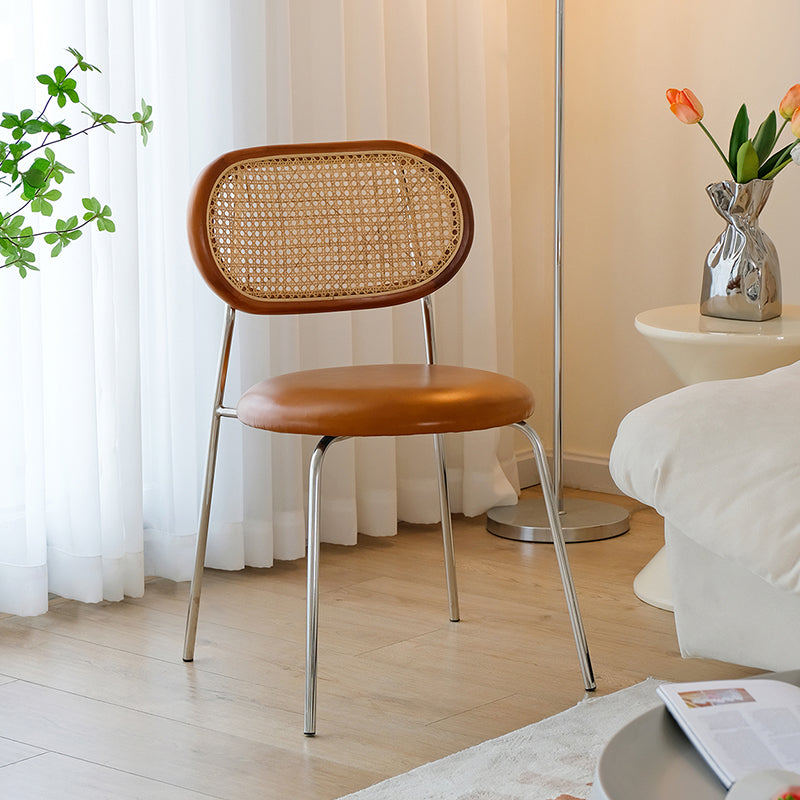 Polished Finish Faux Leather Dining Chair with Metal Legs for Kitchen Clearhalo 'Dining Chairs' 'Dining Tables & Seating' 'dining_chair' 'furn' 'furn_dining_chair' 'Furniture' 'Kitchen & Dining Furniture' 7883548