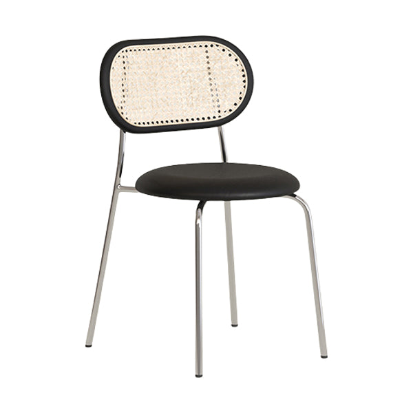 Polished Finish Faux Leather Dining Chair with Metal Legs for Kitchen Gloss Black 1 Piece Clearhalo 'Dining Chairs' 'Dining Tables & Seating' 'dining_chair' 'furn' 'furn_dining_chair' 'Furniture' 'Kitchen & Dining Furniture' 7883549