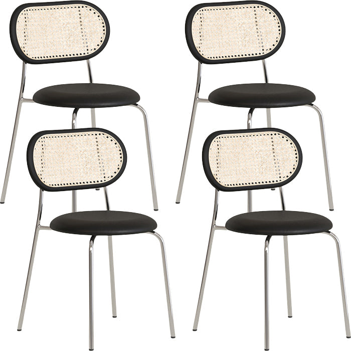 Polished Finish Faux Leather Dining Chair with Metal Legs for Kitchen Gloss Black 4 Piece Set Clearhalo 'Dining Chairs' 'Dining Tables & Seating' 'dining_chair' 'furn' 'furn_dining_chair' 'Furniture' 'Kitchen & Dining Furniture' 7883551