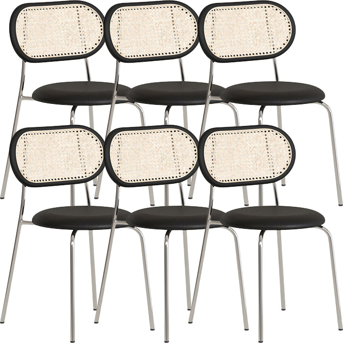 Polished Finish Faux Leather Dining Chair with Metal Legs for Kitchen Gloss Black 6 Piece Set Clearhalo 'Dining Chairs' 'Dining Tables & Seating' 'dining_chair' 'furn' 'furn_dining_chair' 'Furniture' 'Kitchen & Dining Furniture' 7883552