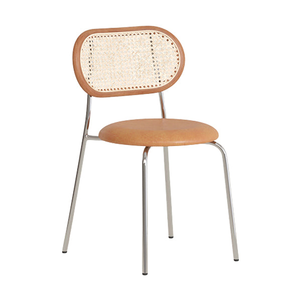 Polished Finish Faux Leather Dining Chair with Metal Legs for Kitchen Light Brown 1 Piece Clearhalo 'Dining Chairs' 'Dining Tables & Seating' 'dining_chair' 'furn' 'furn_dining_chair' 'Furniture' 'Kitchen & Dining Furniture' 7883554