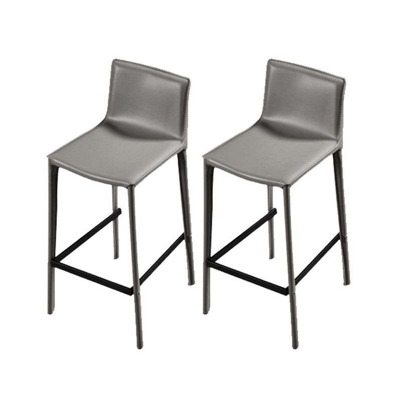 Contemporary Metal Legs Faux Leather Upholstered Living Room Bar Stool Grey 2 Piece Set Clearhalo 'Bar Furniture' 'Bar Stools' 'bar_stools' 'furn' 'furn_bar_stools' 'Furniture' 'Kitchen & Dining Furniture' 7883920