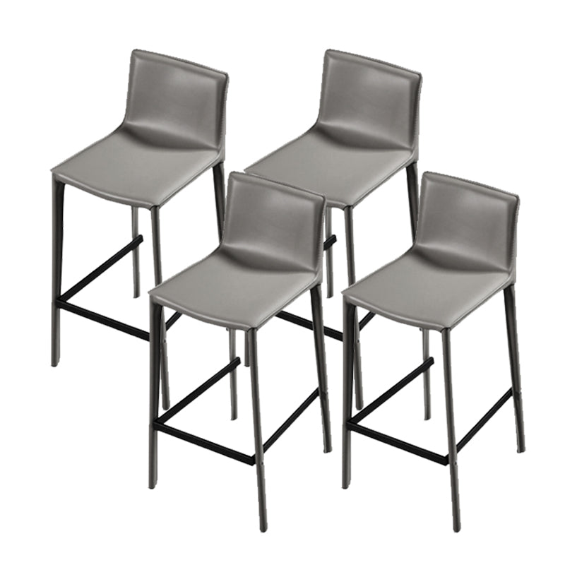 Contemporary Metal Legs Faux Leather Upholstered Living Room Bar Stool Grey 4 Piece Set Clearhalo 'Bar Furniture' 'Bar Stools' 'bar_stools' 'furn' 'furn_bar_stools' 'Furniture' 'Kitchen & Dining Furniture' 7883921