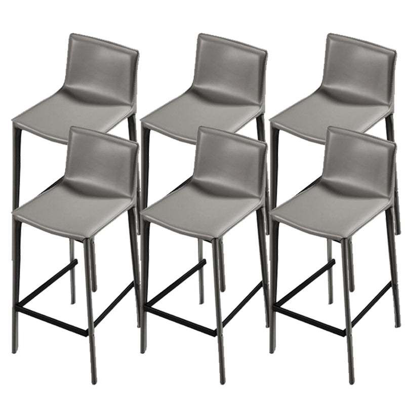 Contemporary Metal Legs Faux Leather Upholstered Living Room Bar Stool Grey 6 Piece Set Clearhalo 'Bar Furniture' 'Bar Stools' 'bar_stools' 'furn' 'furn_bar_stools' 'Furniture' 'Kitchen & Dining Furniture' 7883923