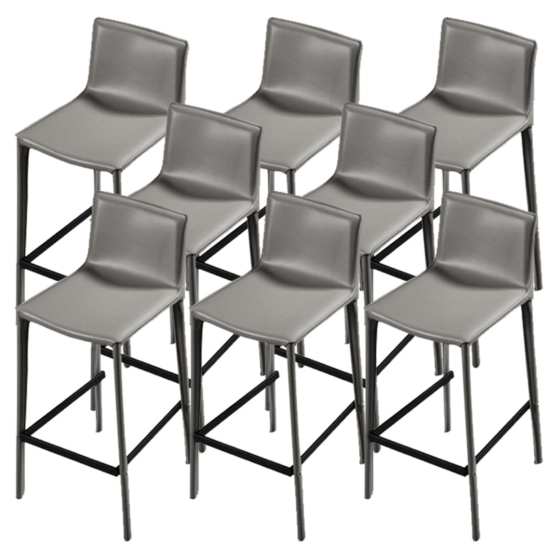 Contemporary Metal Legs Faux Leather Upholstered Living Room Bar Stool Grey 8 Piece Set Clearhalo 'Bar Furniture' 'Bar Stools' 'bar_stools' 'furn' 'furn_bar_stools' 'Furniture' 'Kitchen & Dining Furniture' 7883925