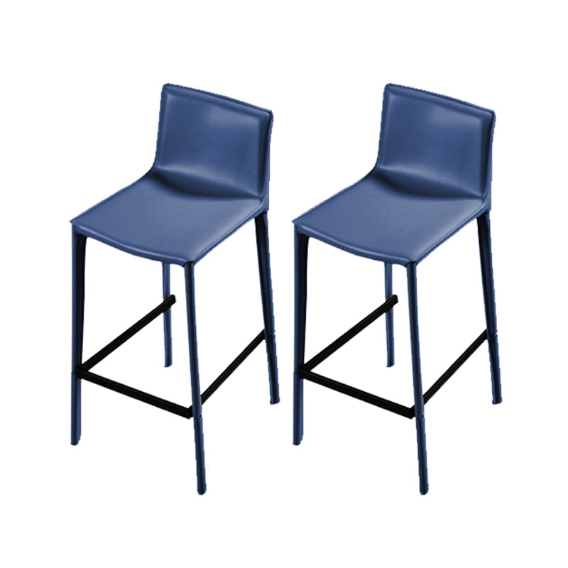 Contemporary Metal Legs Faux Leather Upholstered Living Room Bar Stool Blue 2 Piece Set Clearhalo 'Bar Furniture' 'Bar Stools' 'bar_stools' 'furn' 'furn_bar_stools' 'Furniture' 'Kitchen & Dining Furniture' 7883927